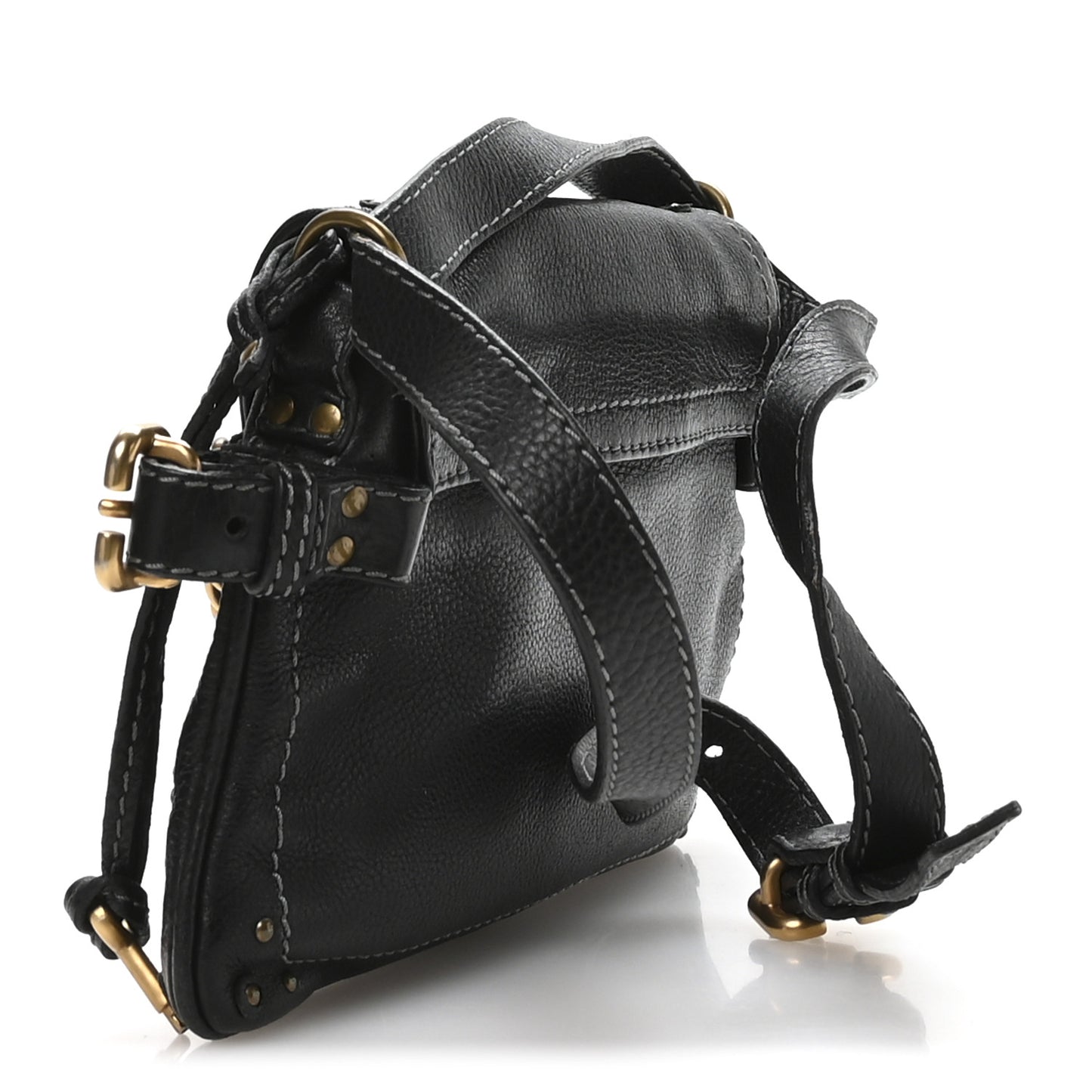 Calfskin Small Paddington Capsule Satchel Black