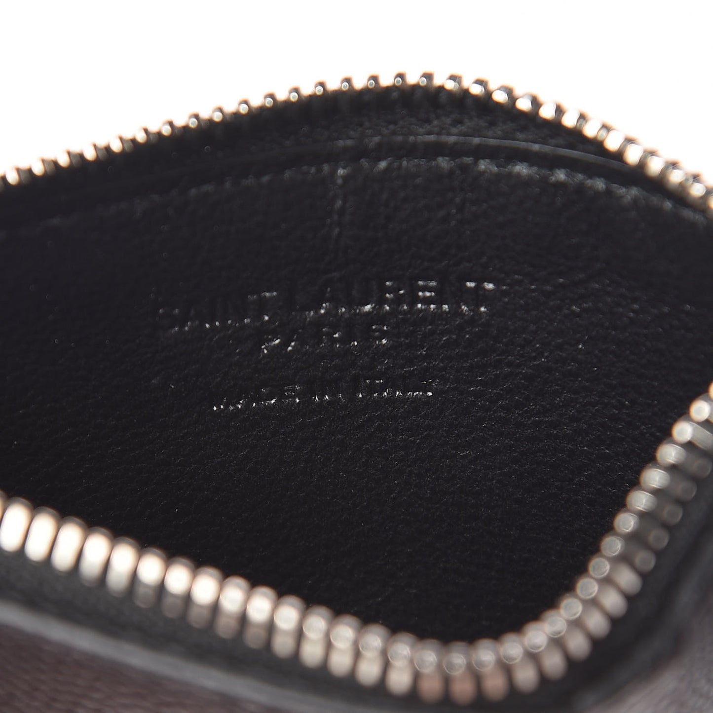 Grained Calfskin 5 Fragments Zip Pouch Card Holder Black