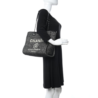 Chanel Mixed Fibers Calfskin Small Deauville Tote Black 3 of 5