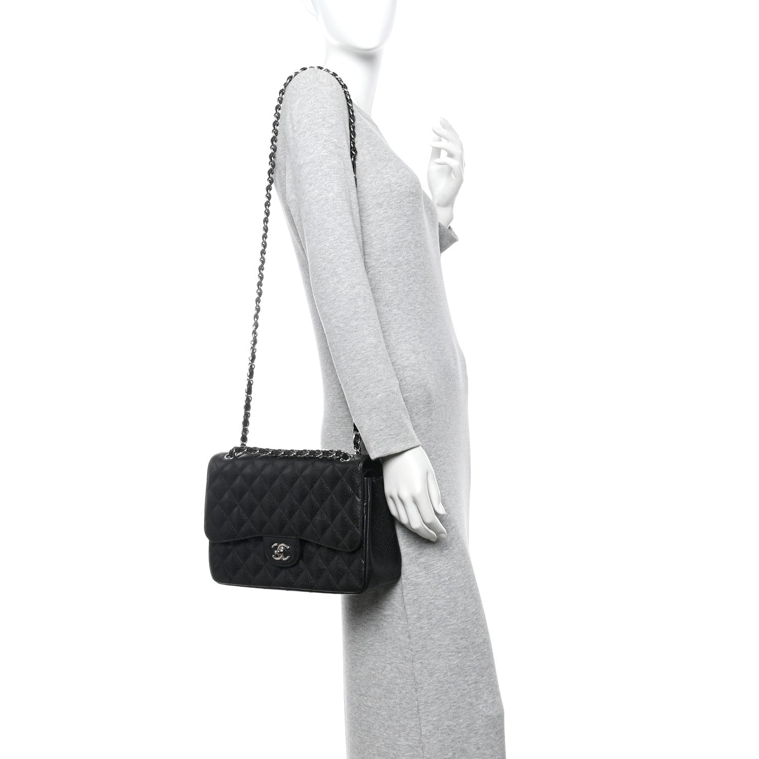 Chanel Caviar Quilted Jumbo Double Flap Black 2 of 11