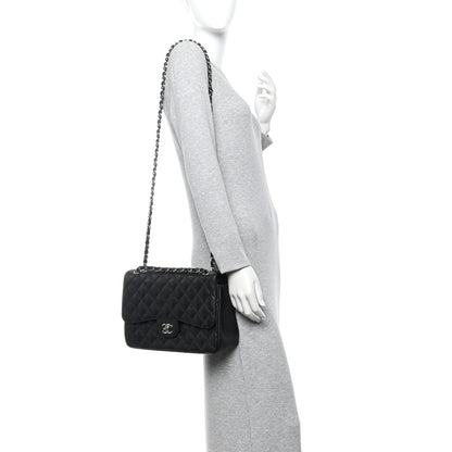 Chanel Caviar Quilted Jumbo Double Flap Black 2 of 11