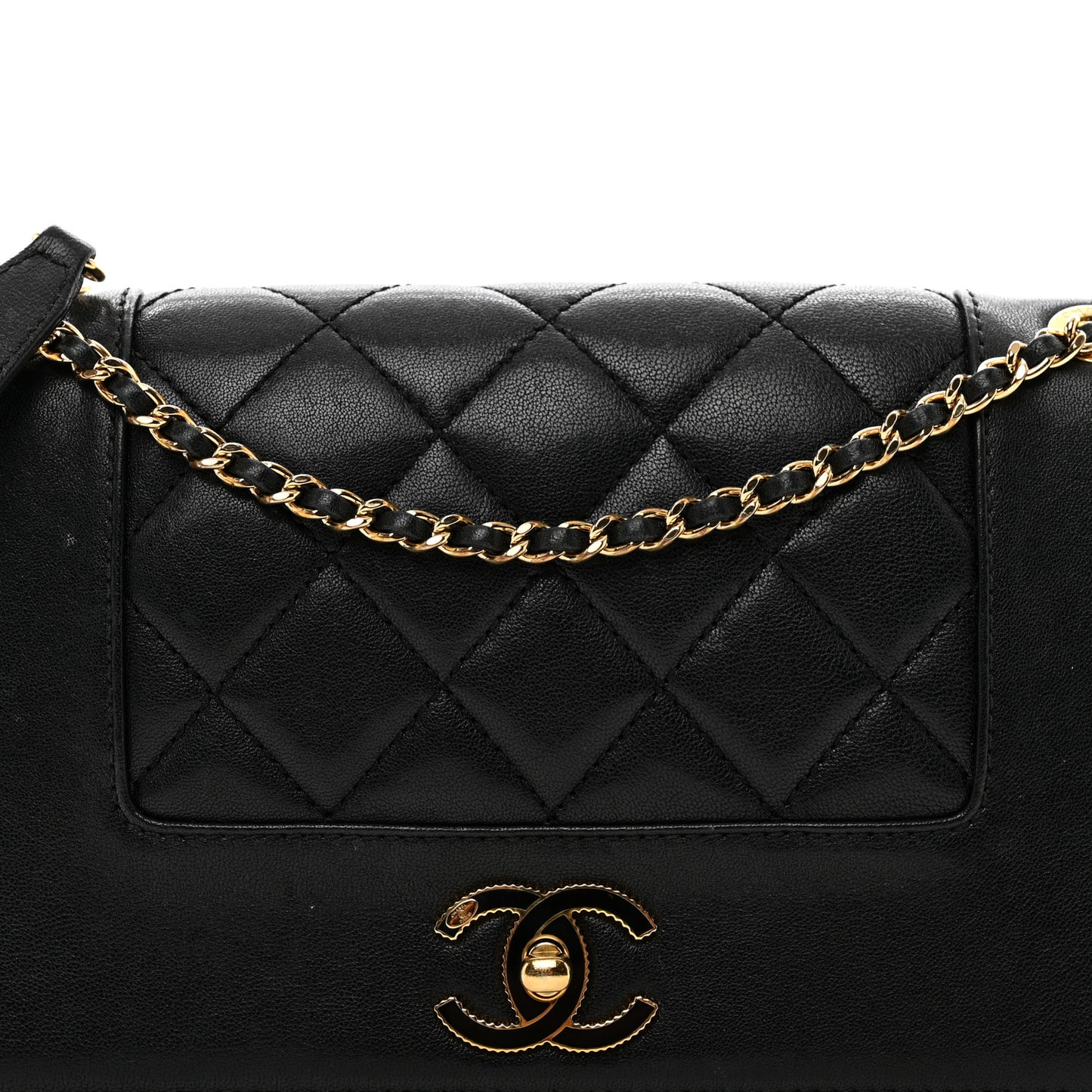 Sheepskin Quilted Small Vintage Mademoiselle Flap Black