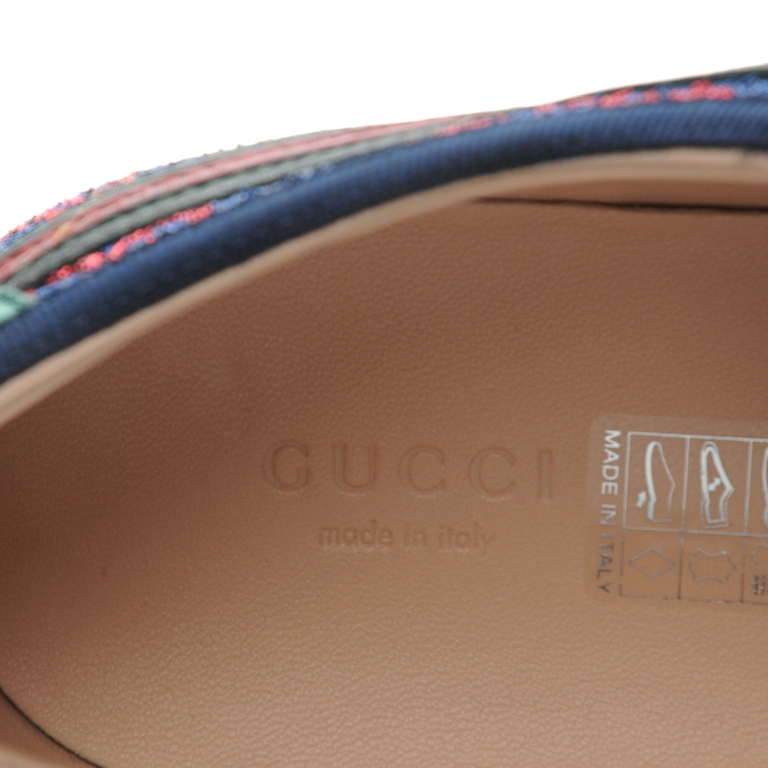 Gucci Lurex Calfskin Web GG Monogram Womens Falacer Sneakers 41 Iridescent Blue Iridescent Red Silver 6 of 12