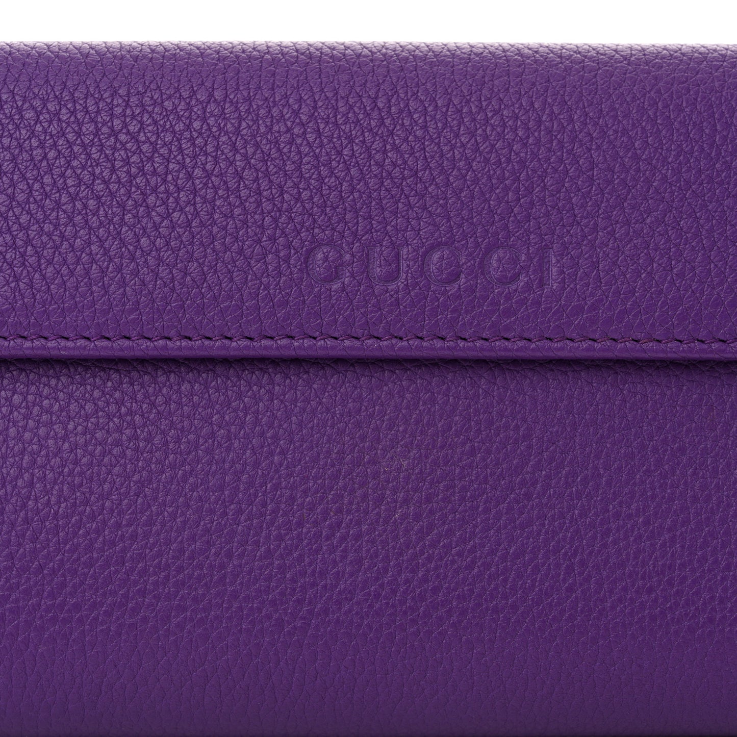 Grained Calfskin Continental Zip Wallet Purple