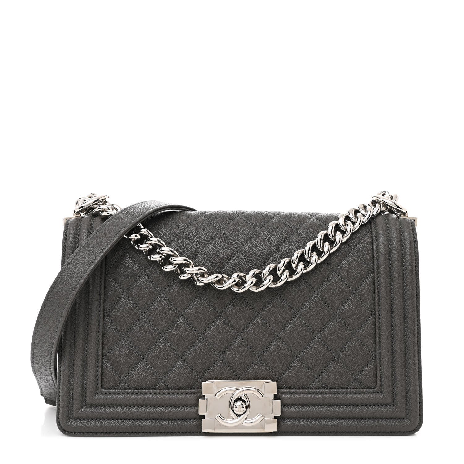 Chanel Caviar Quilted Medium Boy Flap Grey 1 of 10