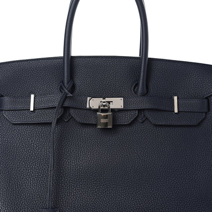 Hermes Togo Birkin Verso 35 Bleu Nuit Orange Poppy 8 of 8