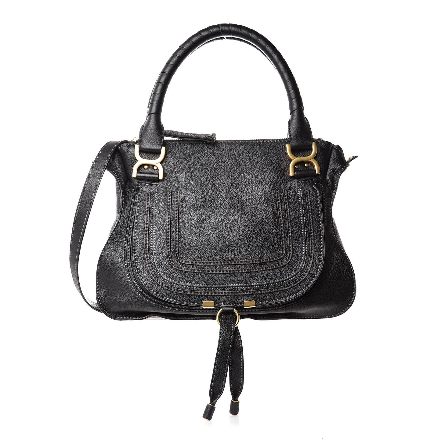 Calfskin Medium Marcie Satchel Black
