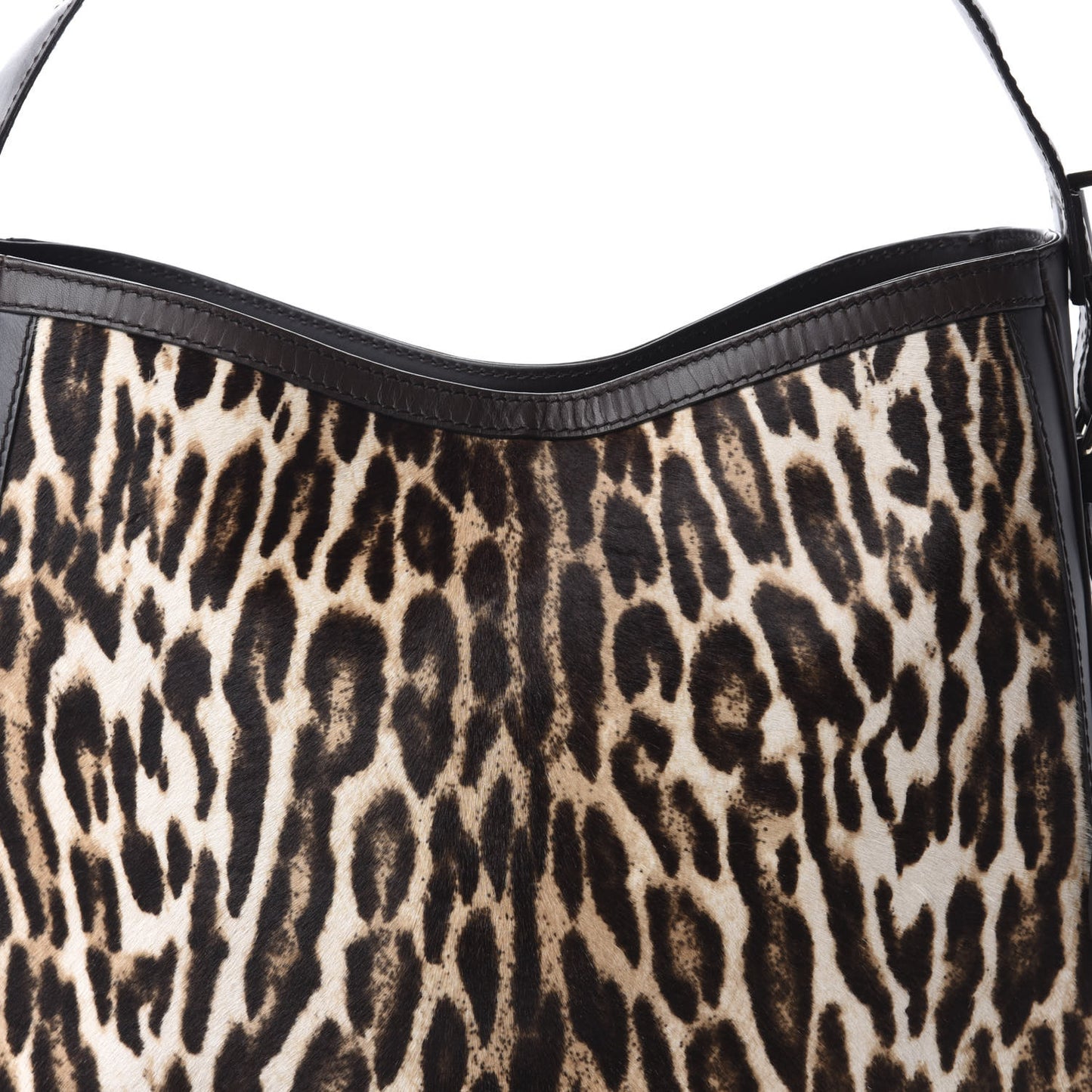 Calf Hair Leopard Print Medium Heritage Shoulder Bag Dark Brown