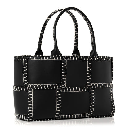 Bottega Veneta Nappa Maxi Intrecciato Overlock Stitched Small Arco Tote Black Silver 4 of 8