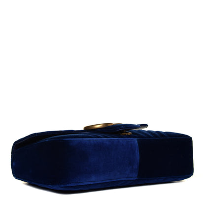 Gucci Velvet Matelasse Medium GG Marmont Shoulder Bag Cobalt Blue 3 of 4