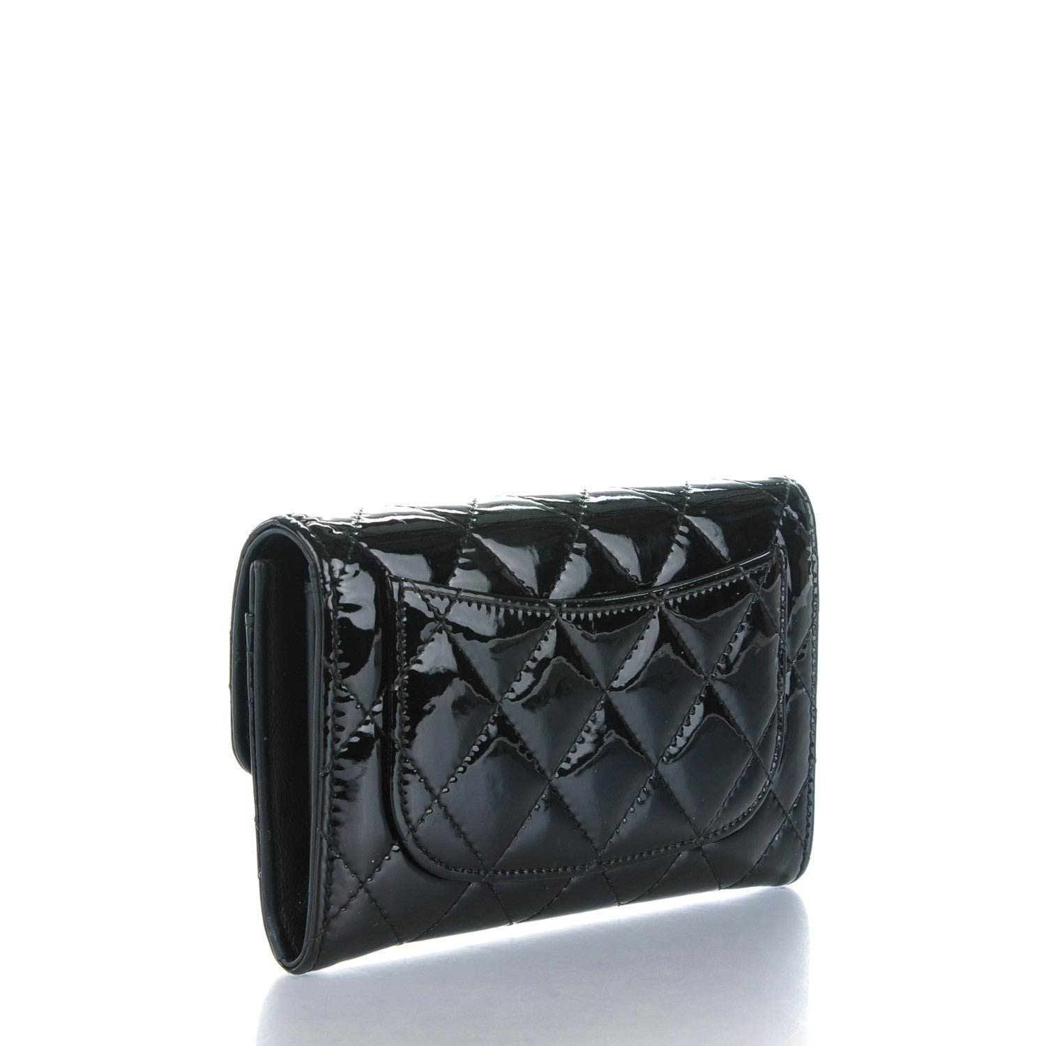 Chanel Patent Calfskin Quilted Small Flap Wallet Black 3 of 8