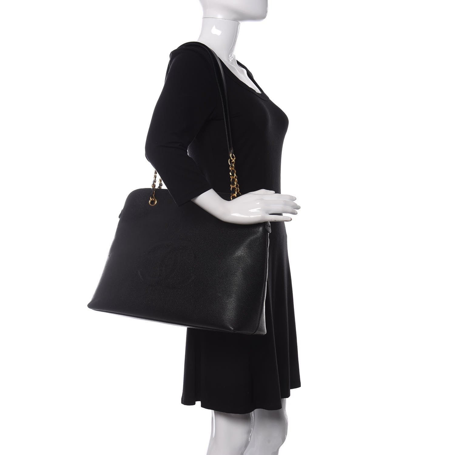 Chanel Caviar Large CC Shoulder Bag Black 2 of 9