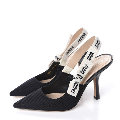 Christian Dior Technical Canvas Ribbon J'Adior Slingback 100mm Pumps 35 Black 3 of 11