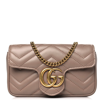 Gucci Calfskin Matelasse Super Mini GG Marmont Shoulder Bag Porcelain Rose 1 of 10