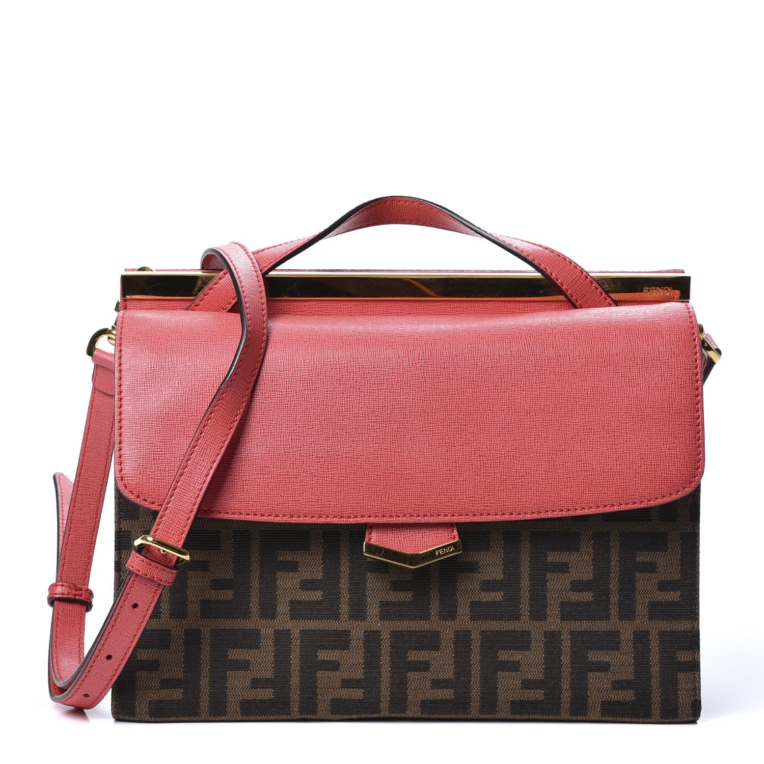 Fendi Zucca Vitello Elite Demi Jour Shoulder Bag Tobacco Ecstasy 1 of 10