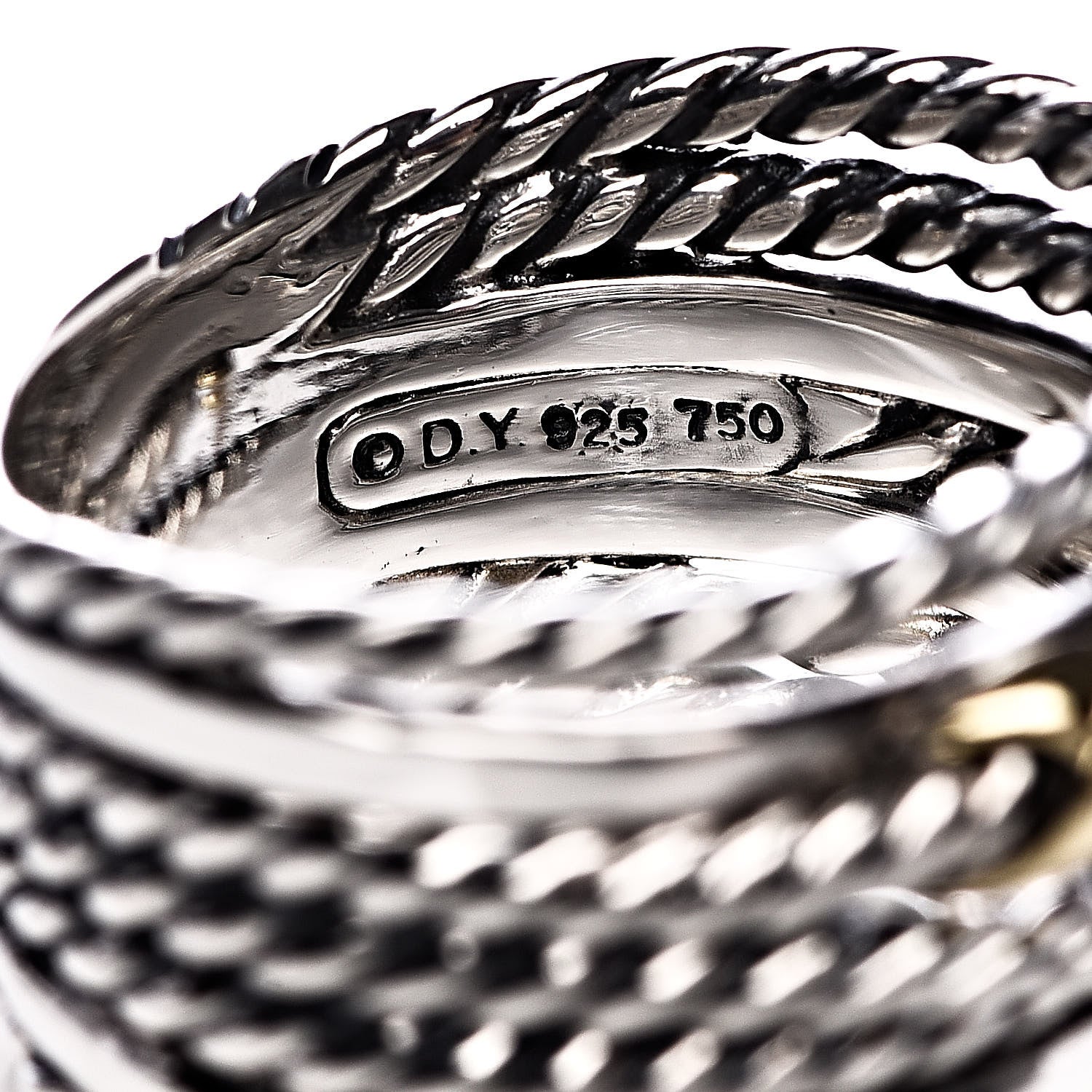 David Yurman Sterling Silver 18K Yellow Gold Double X Crossover Ring 54 6.75 4 of 4