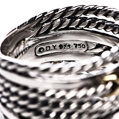 David Yurman Sterling Silver 18K Yellow Gold Double X Crossover Ring 54 6.75 4 of 4