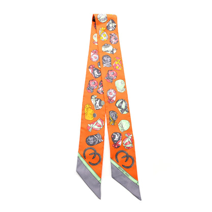 Hermes Silk Jockey Twilly Gris Perle Orange Vert 2 of 5