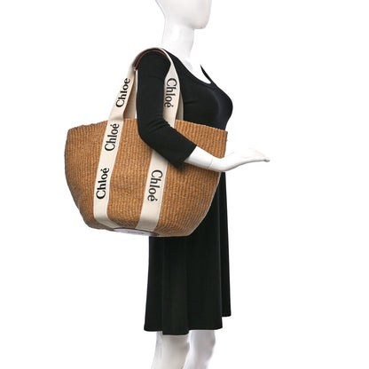 Chloe Raffia Large Woody Tote White 2 of 8