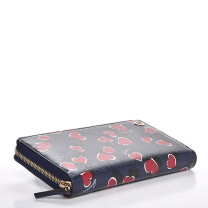 Gucci Calfskin Heartbeat Print Zip Around Wallet Blue 4 of 8