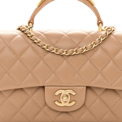 Chanel Lambskin Quilted Mini Top Handle Rectangular Flap Beige 8 of 11