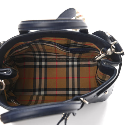Burberry Derby Calfskin House Check Small Banner Tote Regency Blue 5 of 9