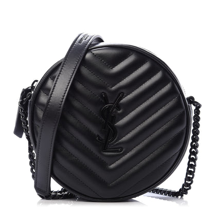 Saint Laurent Calfskin Matelasse Chevron Round Vinyle Camera Bag Black 1 of 10