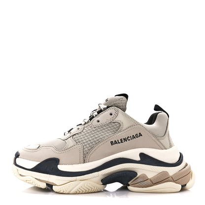 Balenciaga Fabric Mesh Womens Triple S Sneakers 40 Beige Black 1 of 9