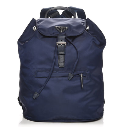 Prada Nylon Vela Saffiano Medium Cinch Backpack Baltico 1 of 7