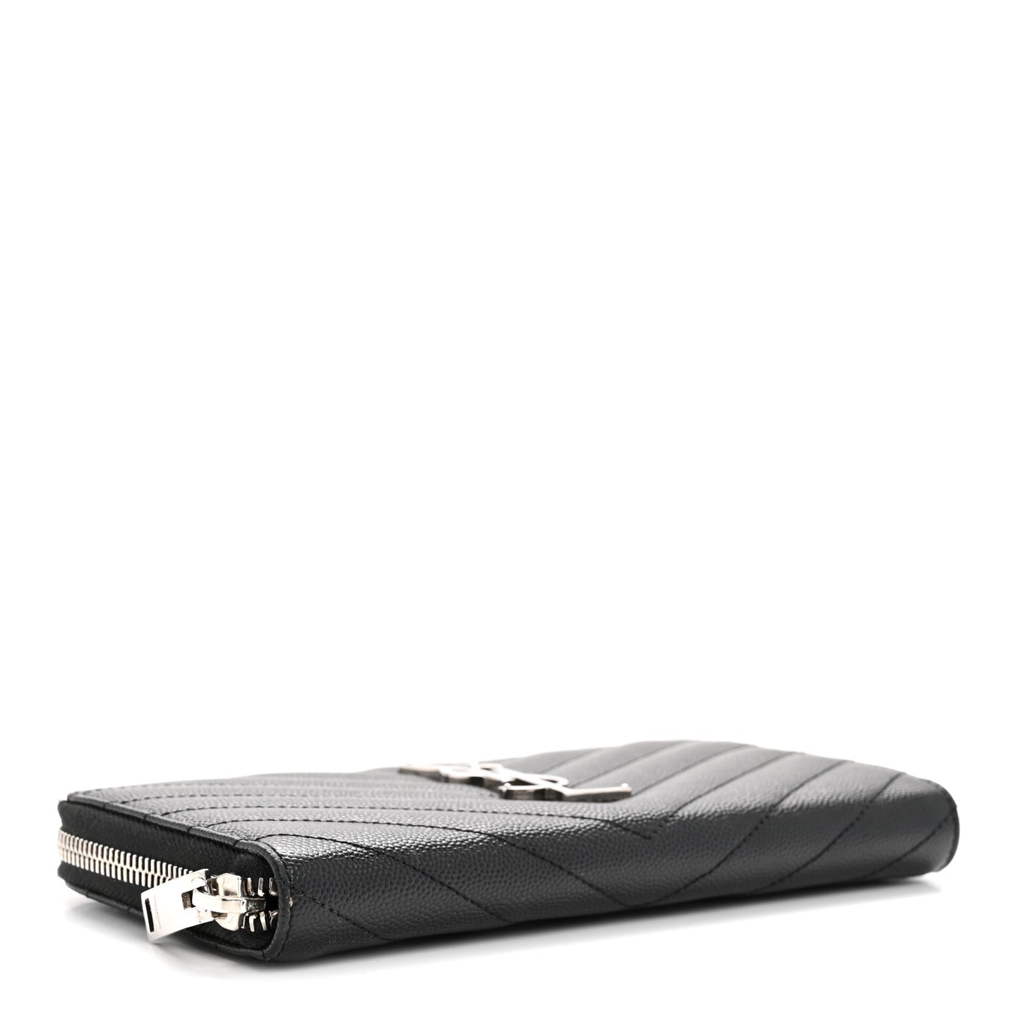 Grain De Poudre Matelasse Chevron Monogram Zip Around Wallet Black