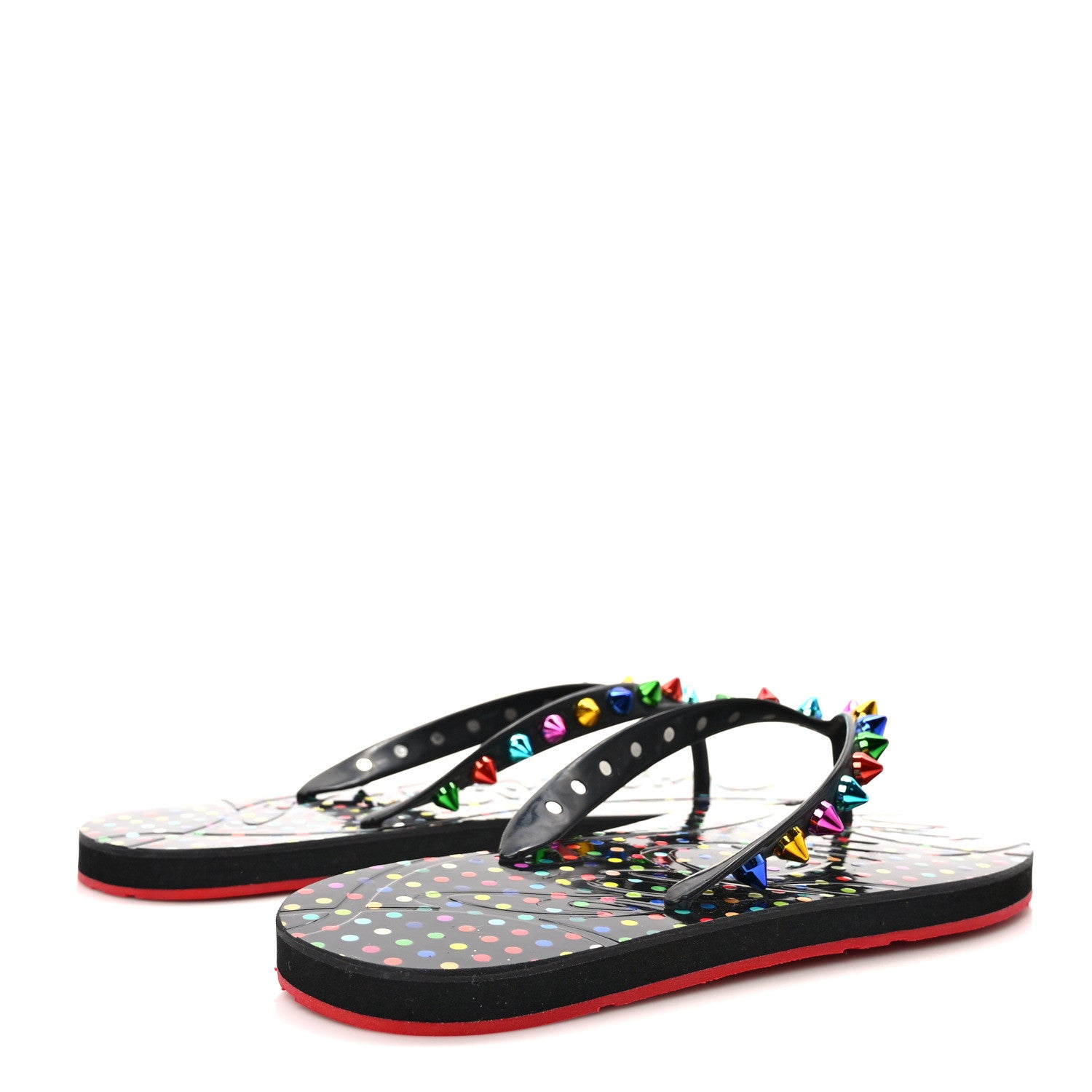Christian Louboutin Rubber Spike Loubi Donna Flip Flop 38 Black Multicolor 4 of 7