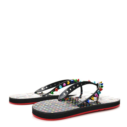 Christian Louboutin Rubber Spike Loubi Donna Flip Flop 38 Black Multicolor 4 of 7