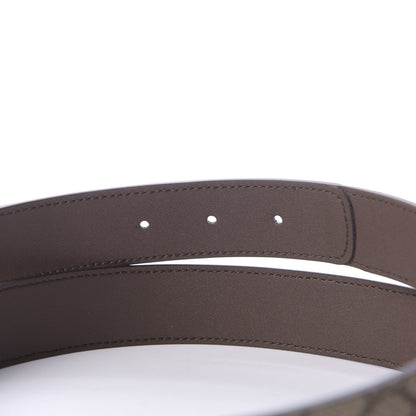 Gucci GG Supreme Monogram Matte Plutone Calfskin Double G 30mm Belt 85 34 Beige Ebony New Acero 5 of 7