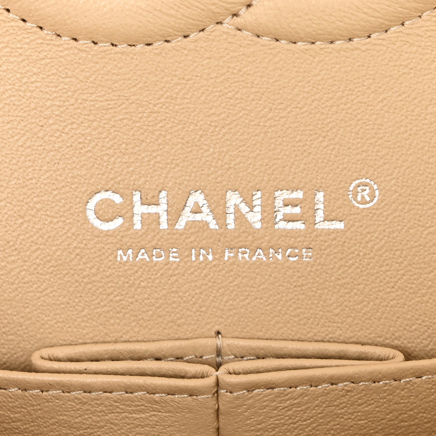 Caviar Quilted Medium Double Flap Beige