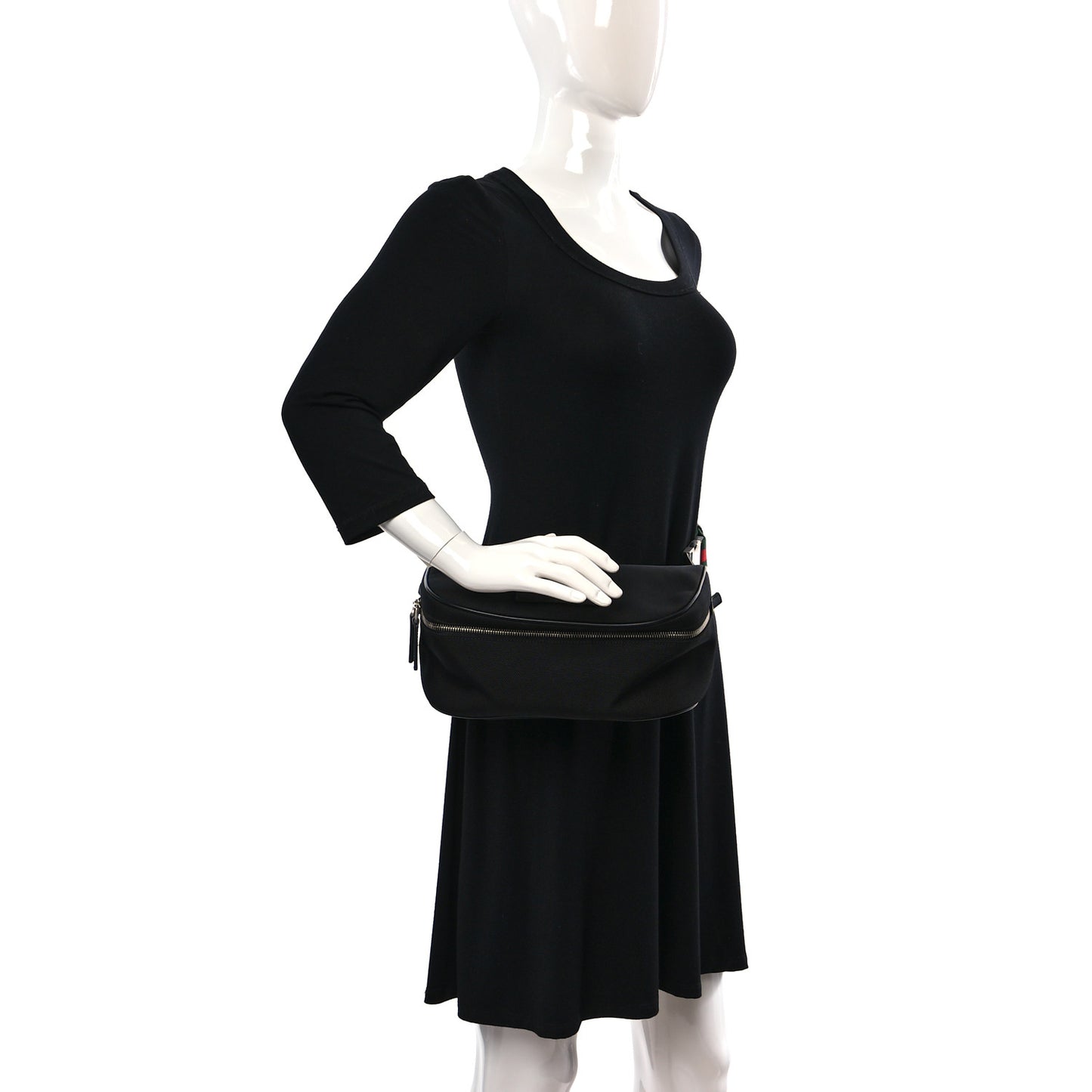 Techno Canvas Web Large Belt Bag Black