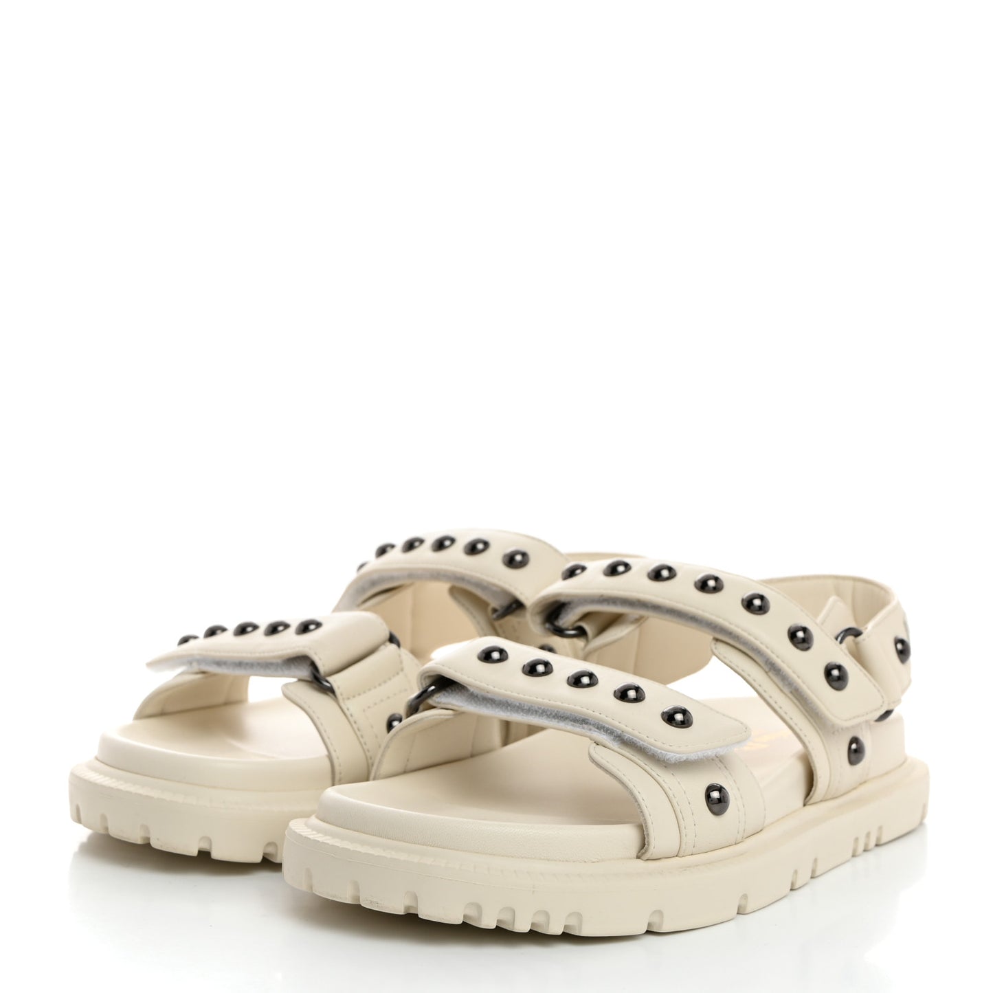 Lambskin Studded Dioract 10mm Sandals 36.5 Off White