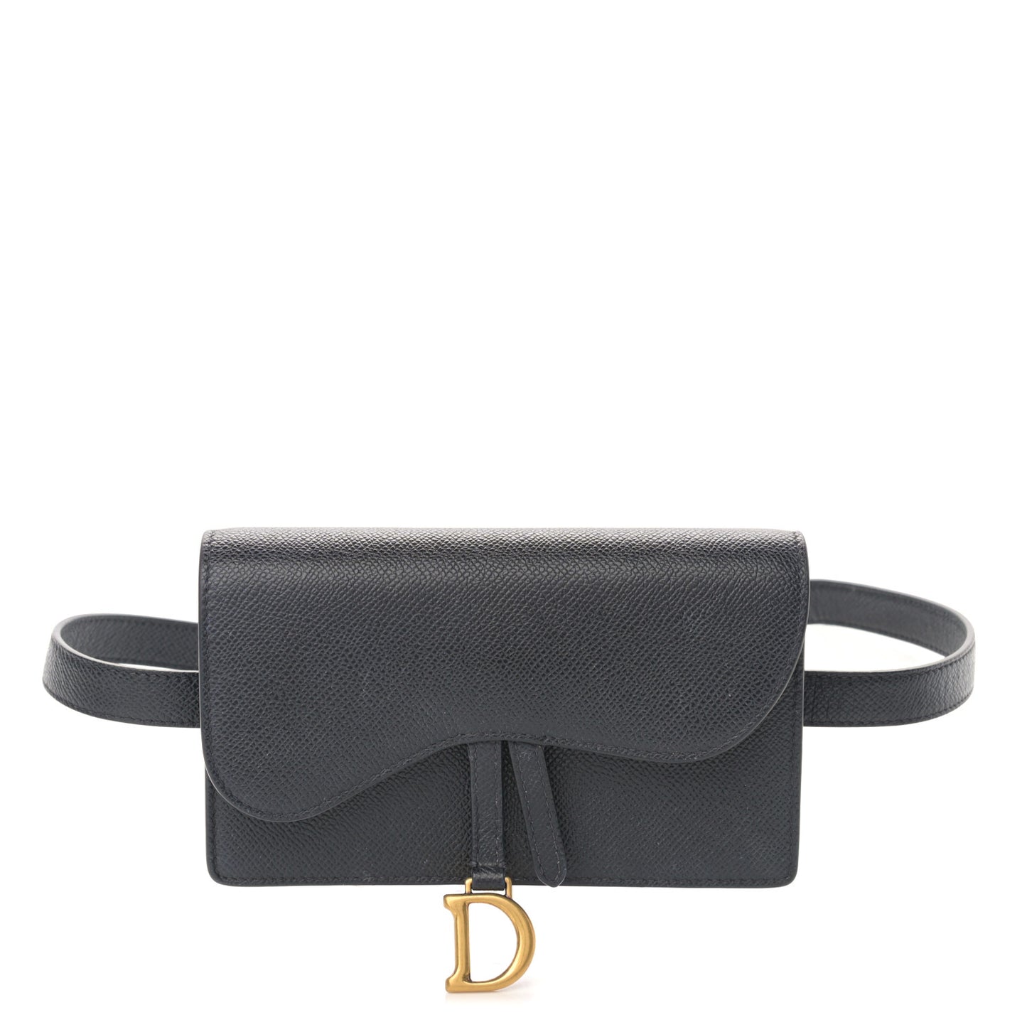 Grained Calfskin Saddle Belt Bag Black