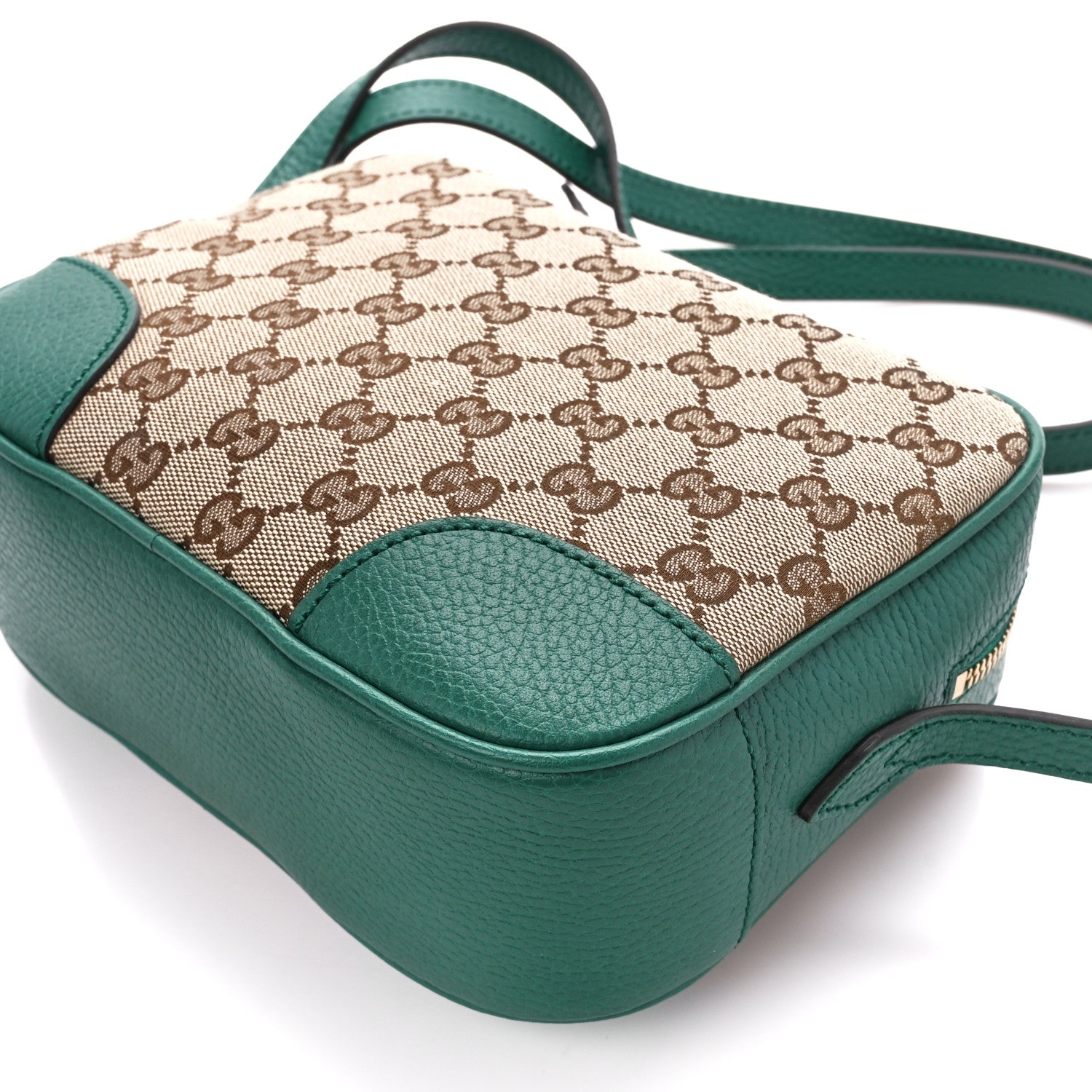 Gucci Monogram Dollar Calfskin Mini Bree Messenger Bag Beige Ebony Emerald 11 of 13