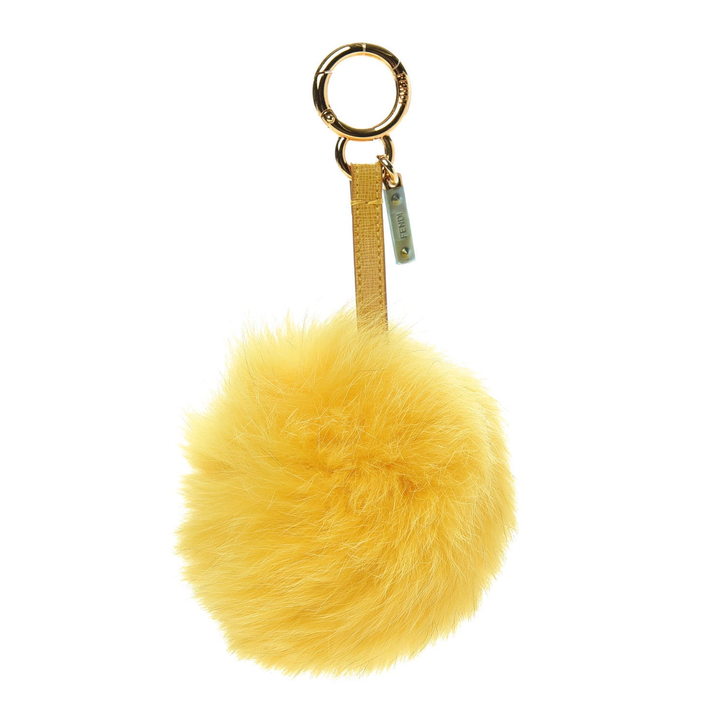 Fox Fur Pom Pom Bag Charm Yellow