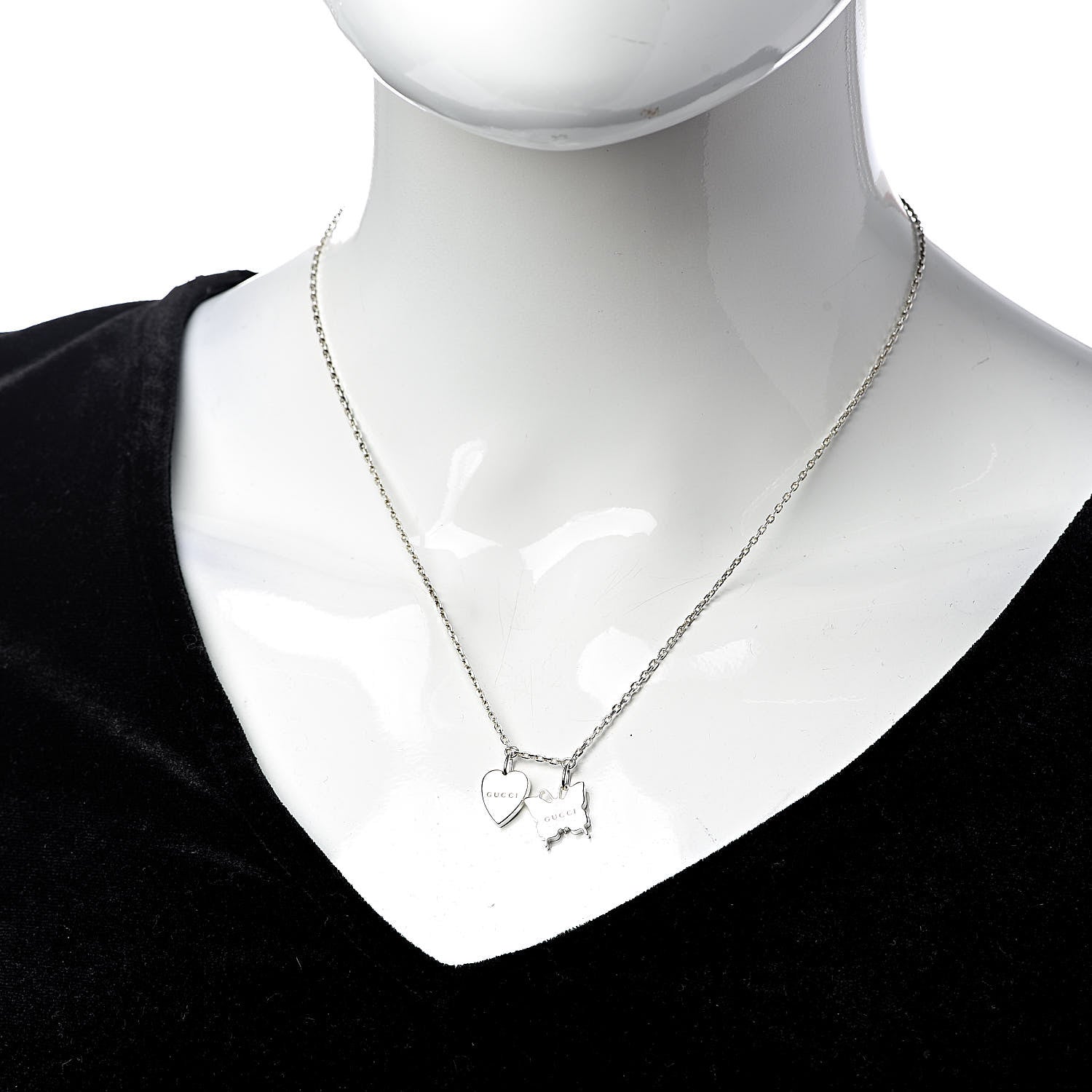 Gucci Sterling Silver Trademark Butterfly Heart Charm Pendant Necklace 2 of 7