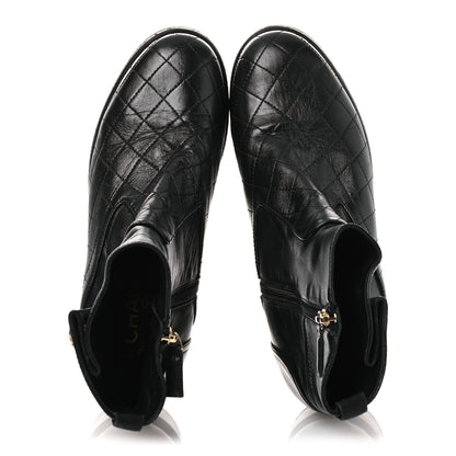 Chanel Lambskin Pearl Short Boots 38.5 Black 2 of 13