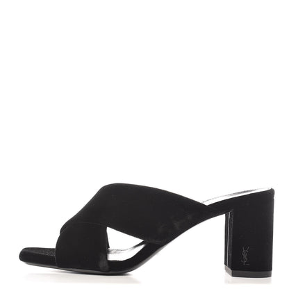 Saint Laurent Velvet LouLou Mules 36.5 Black 1 of 8