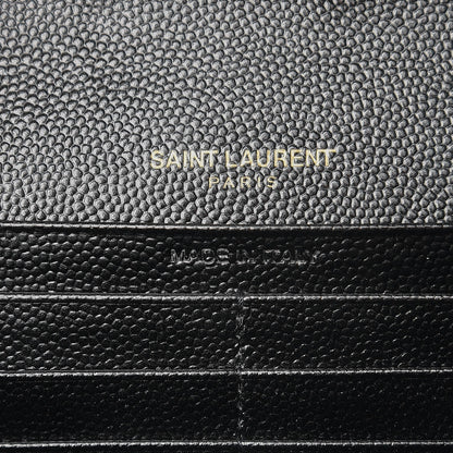 Saint Laurent Grain De Poudre Matelasse Chevron Monogram Chain Wallet Black 6 of 8