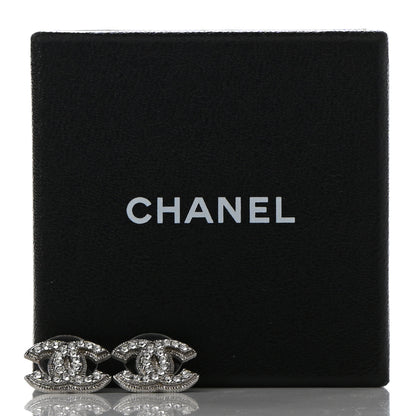 Chanel Crystal Mini CC Earrings Silver 5 of 5