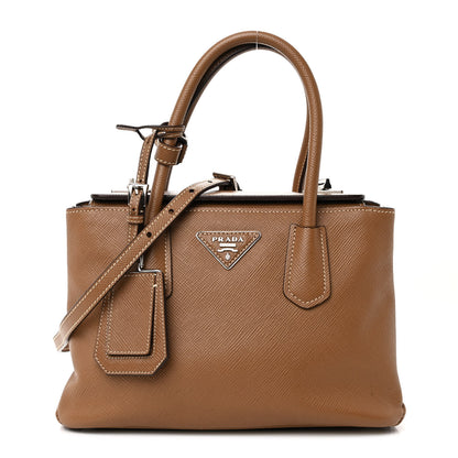 Prada Saffiano Cuir Small Twin Tote Cannella 1 of 11