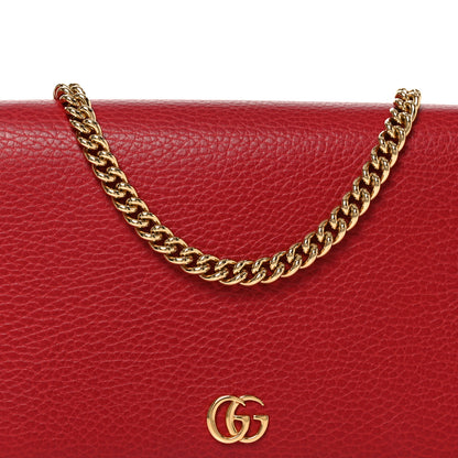 Gucci Dollar Calfskin Mini GG Marmont Chain Wallet Hibiscus Red 7 of 10