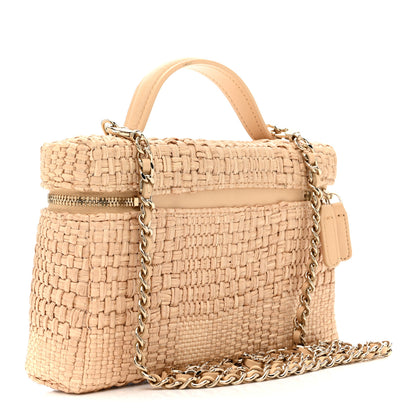 Chanel Braided Raffia Quilted Top Handle Slim Vanity Case With Chain Beige 3 of 11