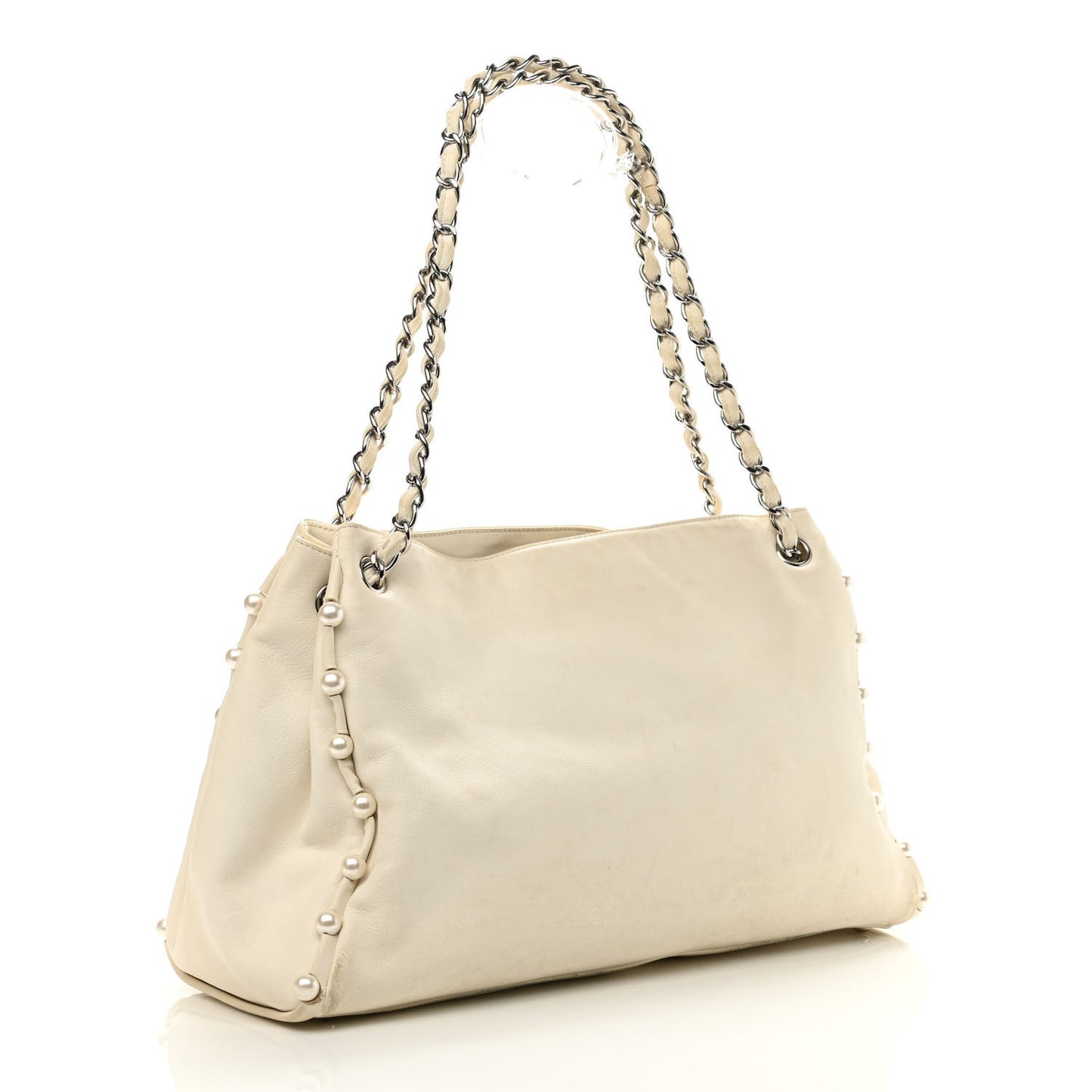 Lambskin Pearl Obsession Tote White