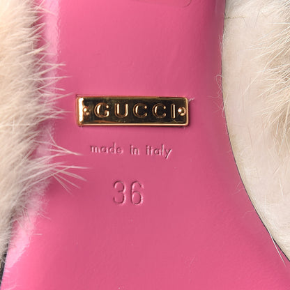 Gucci Snakeskin Fur Crystal Snake Candy Mules 36 Natural 6 of 9