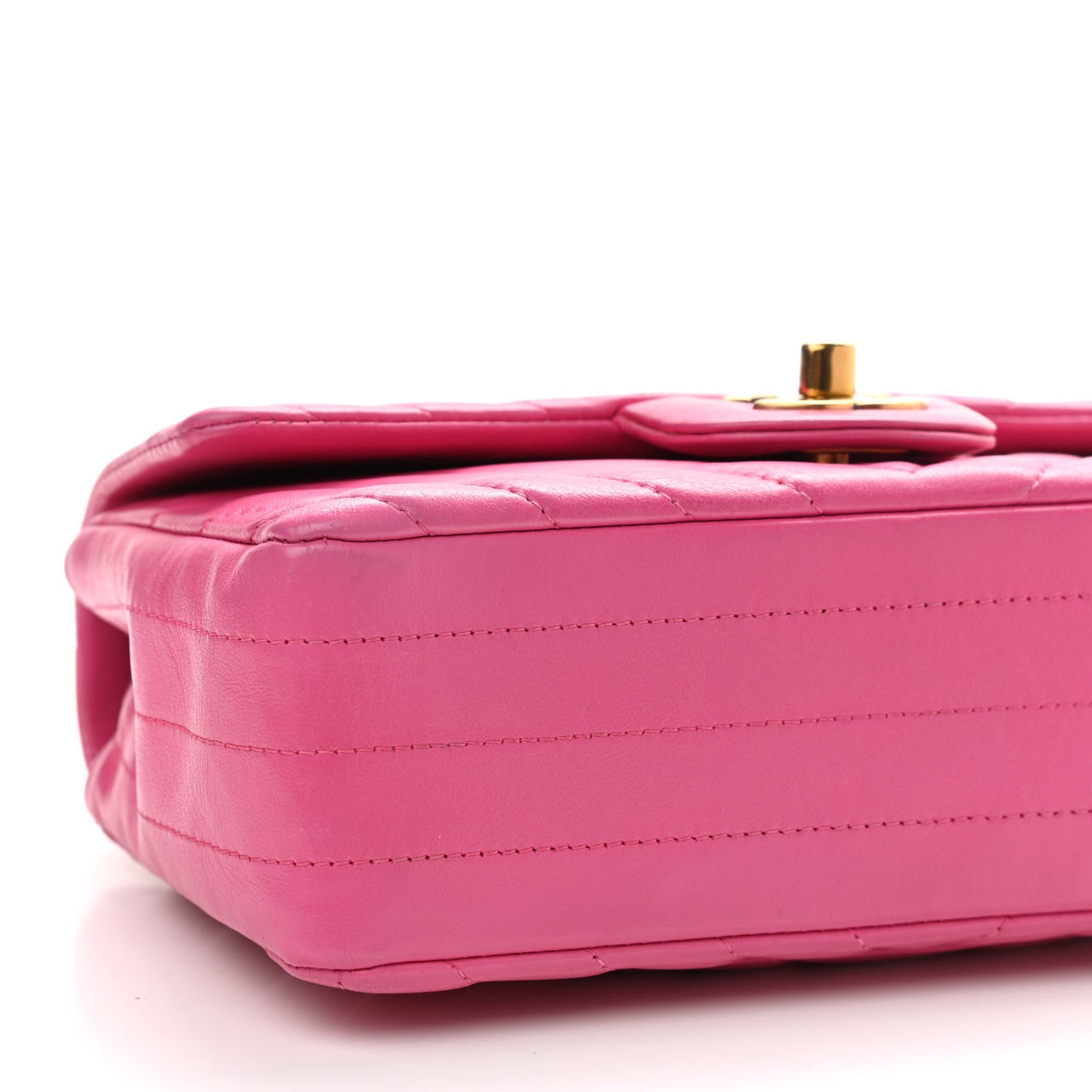 Lambskin Chevron Quilted Mini Rectangular Flap Dark Pink